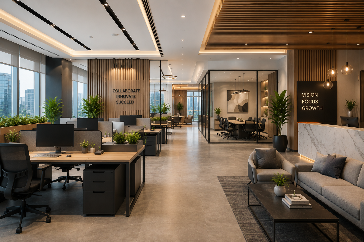 Modern office and business interiors designed for productivity and professionalism.